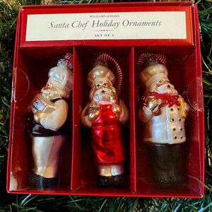 3 Santa Chef Christmas Ornaments by Williams-Sonoma